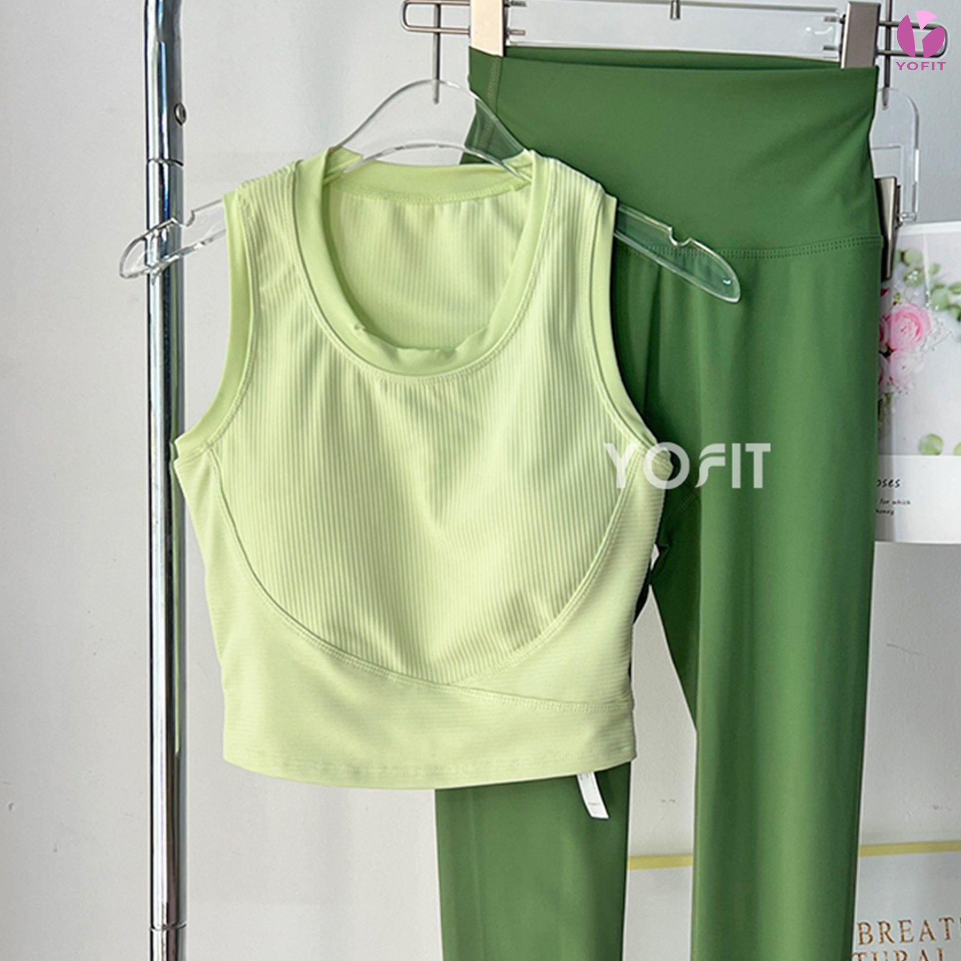 Áo bra tập Croptank thun tăm YOFIT Y63 Green