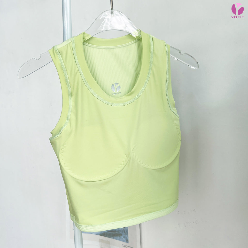 Áo bra tập Croptank thun tăm YOFIT Y63 Green