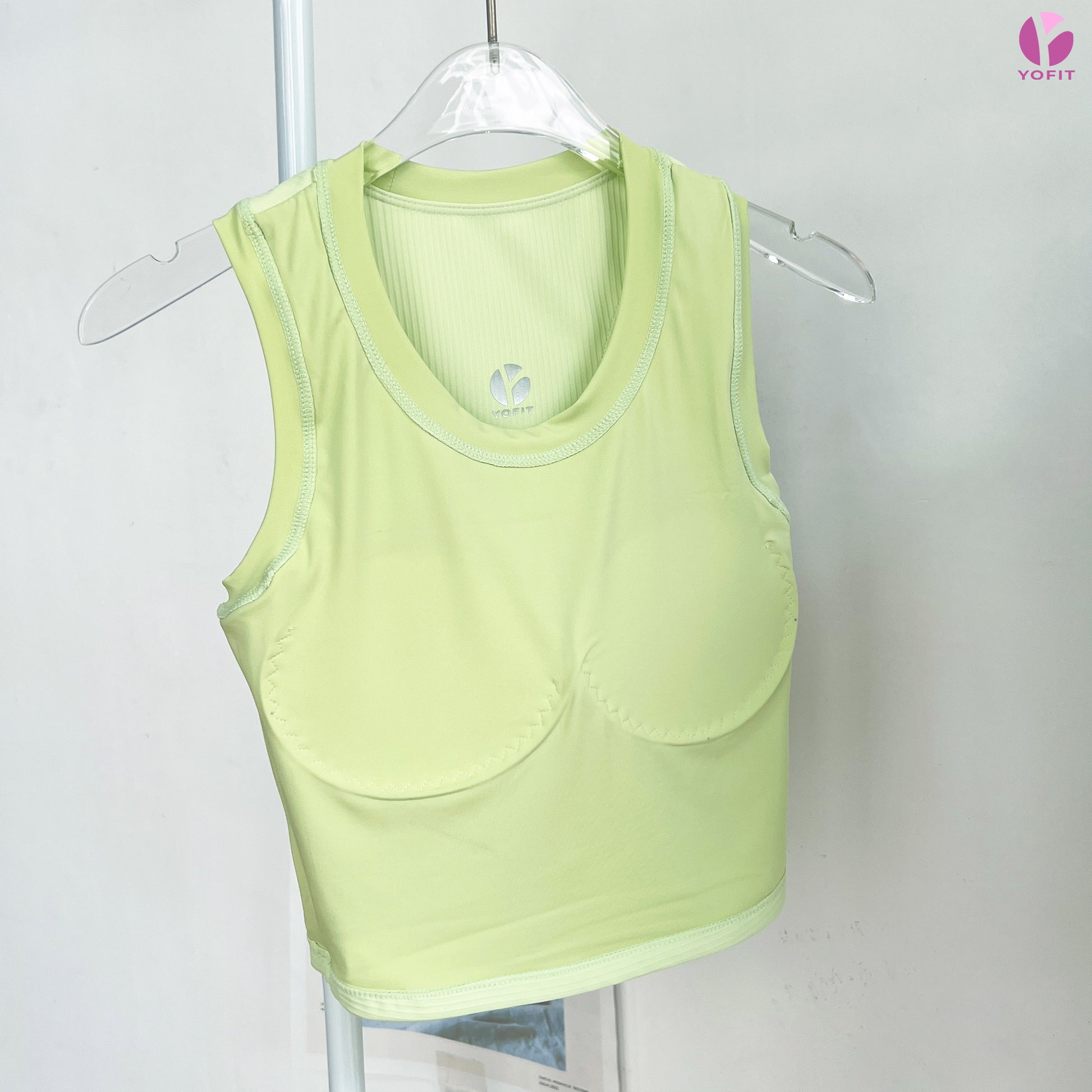 Áo bra tập Croptank thun tăm YOFIT Y63 Green