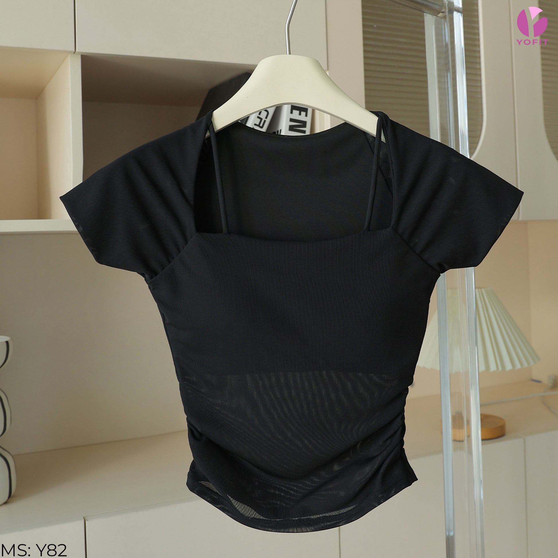 Áo cộc tay phối lưới Aura YOFIT Y82