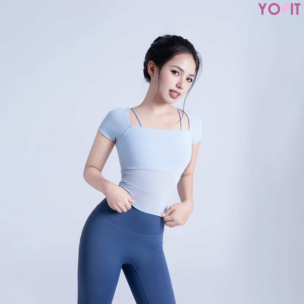 Áo cộc tay phối lưới Aura YOFIT Y82