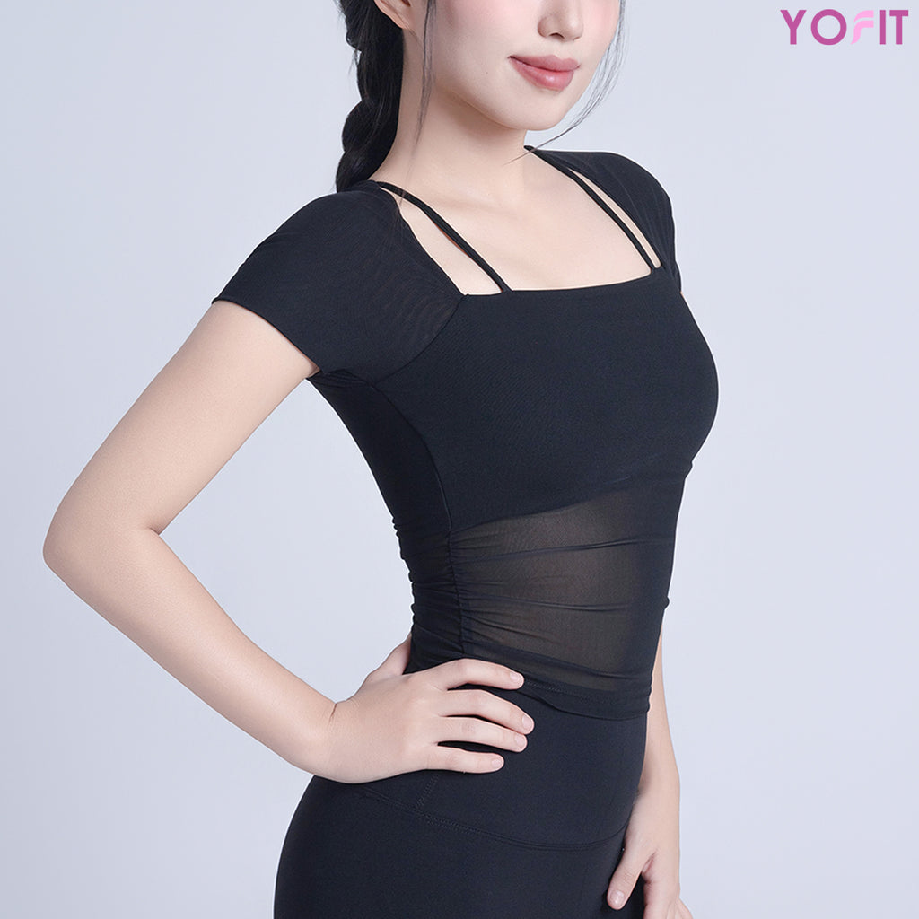Áo cộc tay phối lưới Aura YOFIT Y82