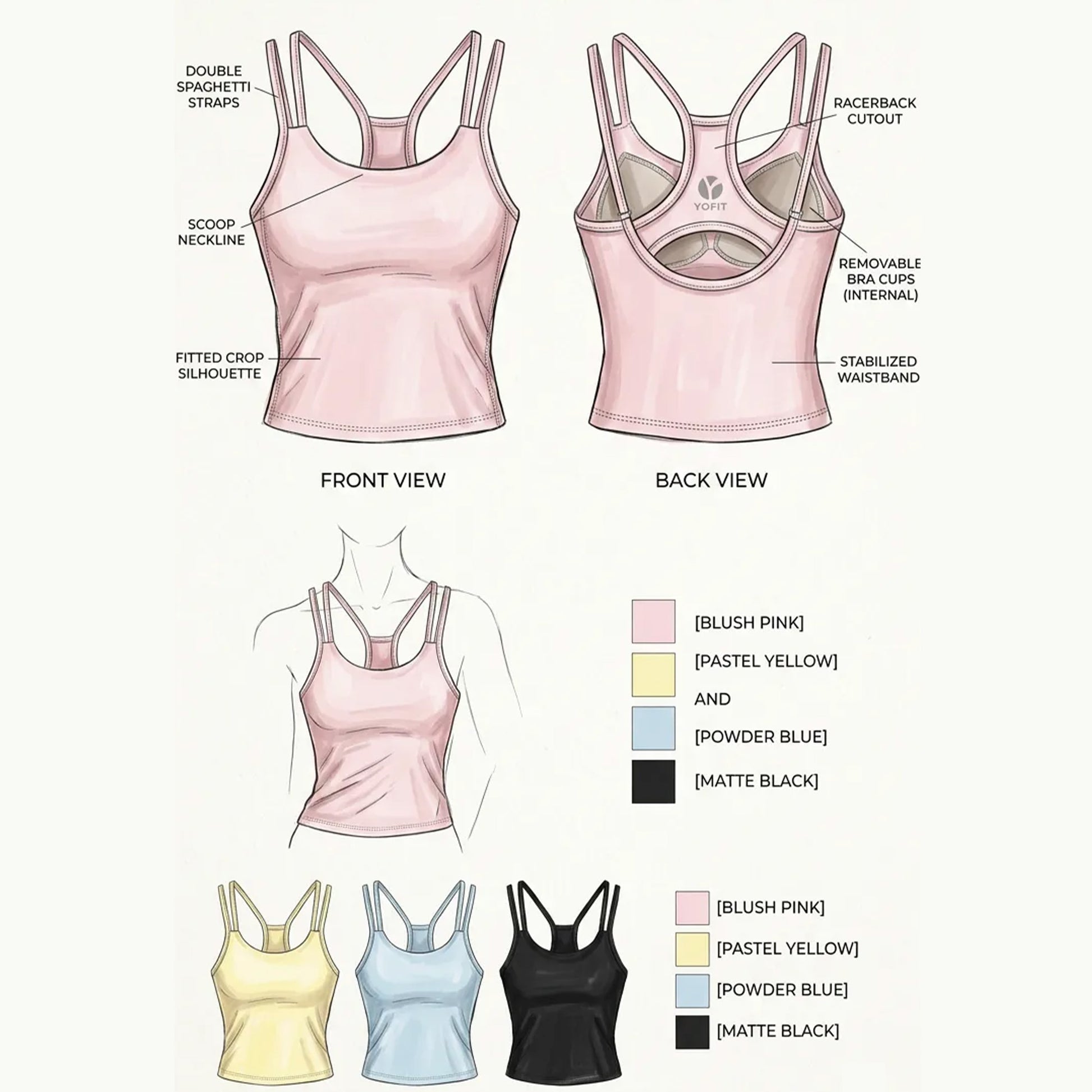 Áo Grace toptank YOFIT Y103